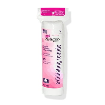 Swisspers Premium Exfoliating 100% Pure Chlorine Free Cotton Rounds, Dermatologist Tested, Soft, Absorbent, Dual-Sided, Gentle Natural Exfoliation, Sensitive Skin Safe, Vegan, Cruelty-Free, 80 Pads