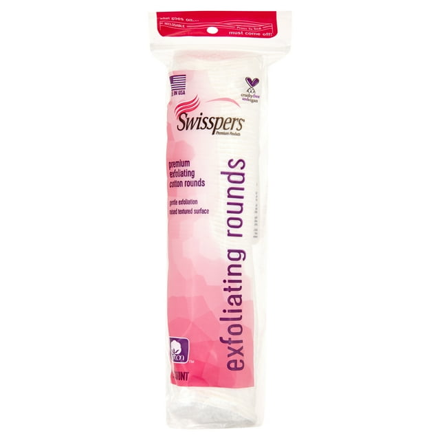 Swisspers Premium Exfoliating Surface White Cotton Rounds 80 Count