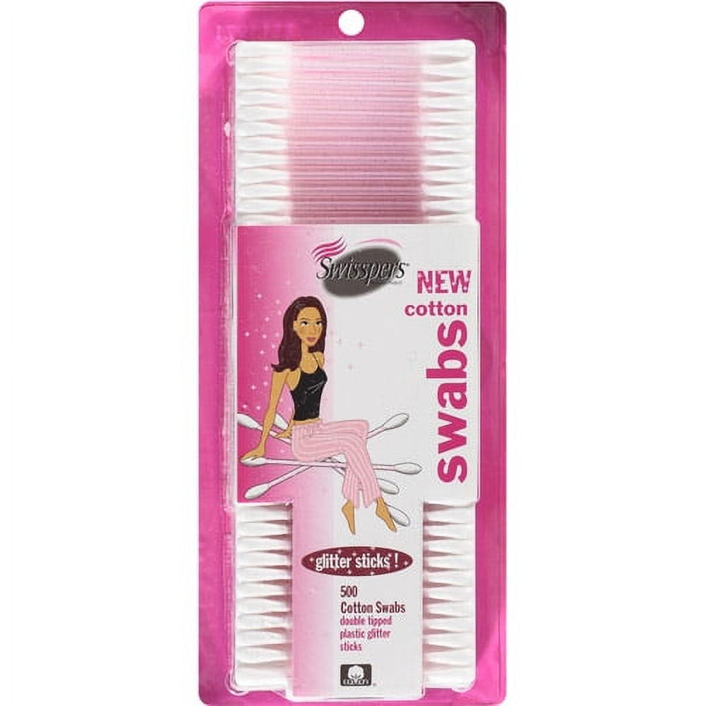 Swisspers Premium Glitter Sticks Cotton Swabs, 500 ct