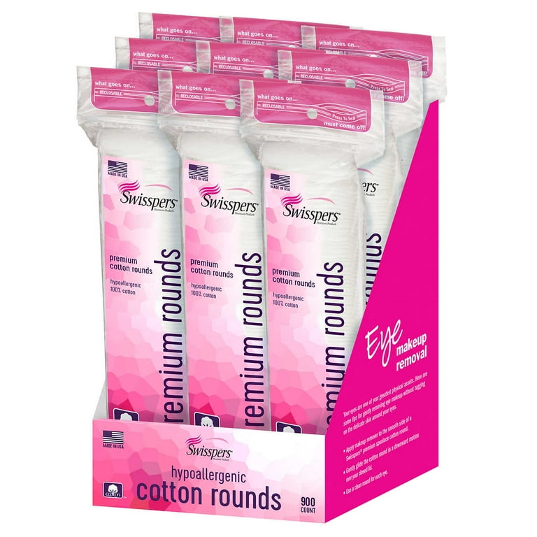 Swisspers Premium Hypoallergenic Cotton Rounds - 900 count