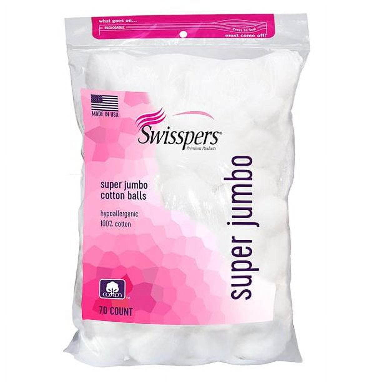 Swisspers Premium Super Jumbo 100% Cotton Balls 70 Count