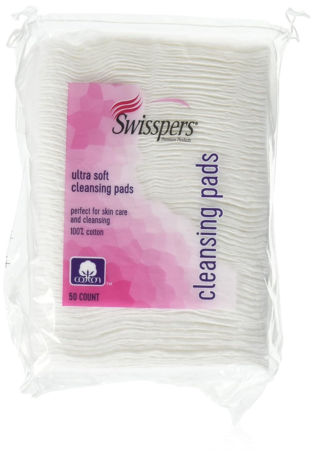 Swisspers Premium Ultra Soft Facial Cleansing Cotton Pads, 50 Each