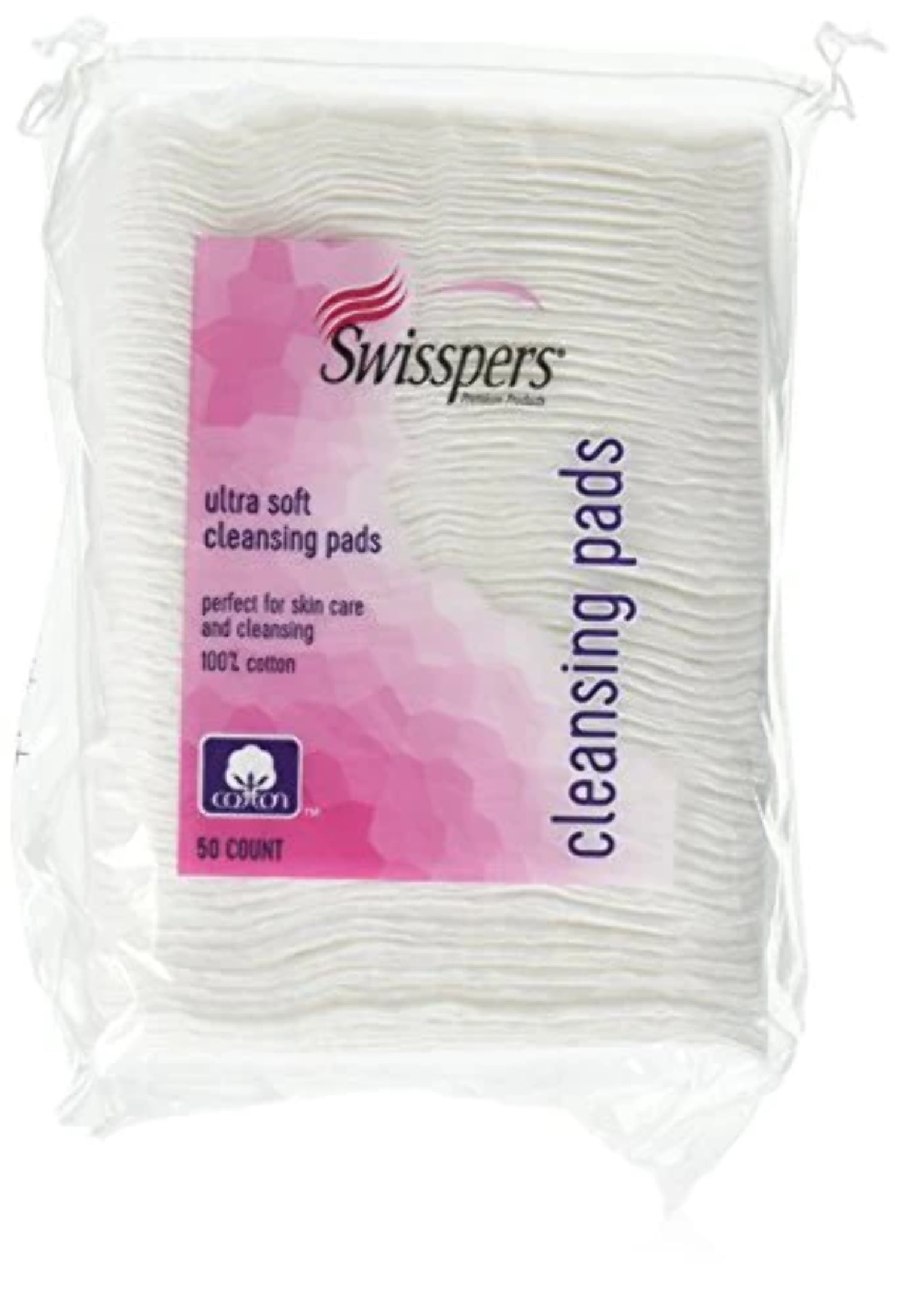 Swisspers Premium Ultra Soft Facial Cleansing Cotton Pads, 50 Each (Pack of 3)