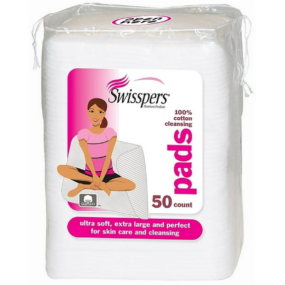Swisspers Premium Ultra Soft Facial Cleansing Cotton Pads 50 ea (Pack of 4)