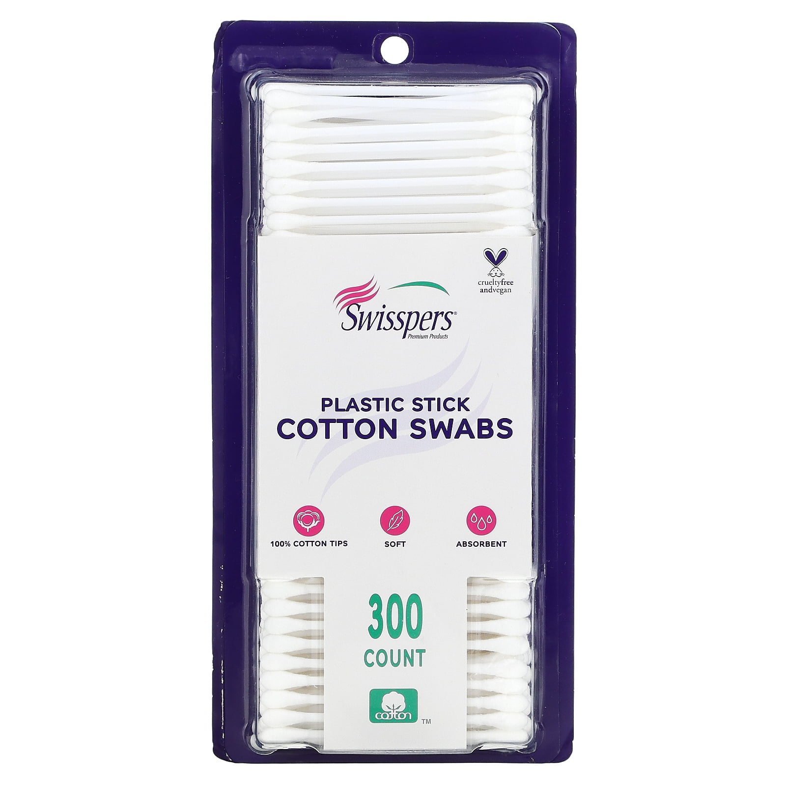 Swisspers Swabs-100% Cotton U.S. Cotton 300 Swab