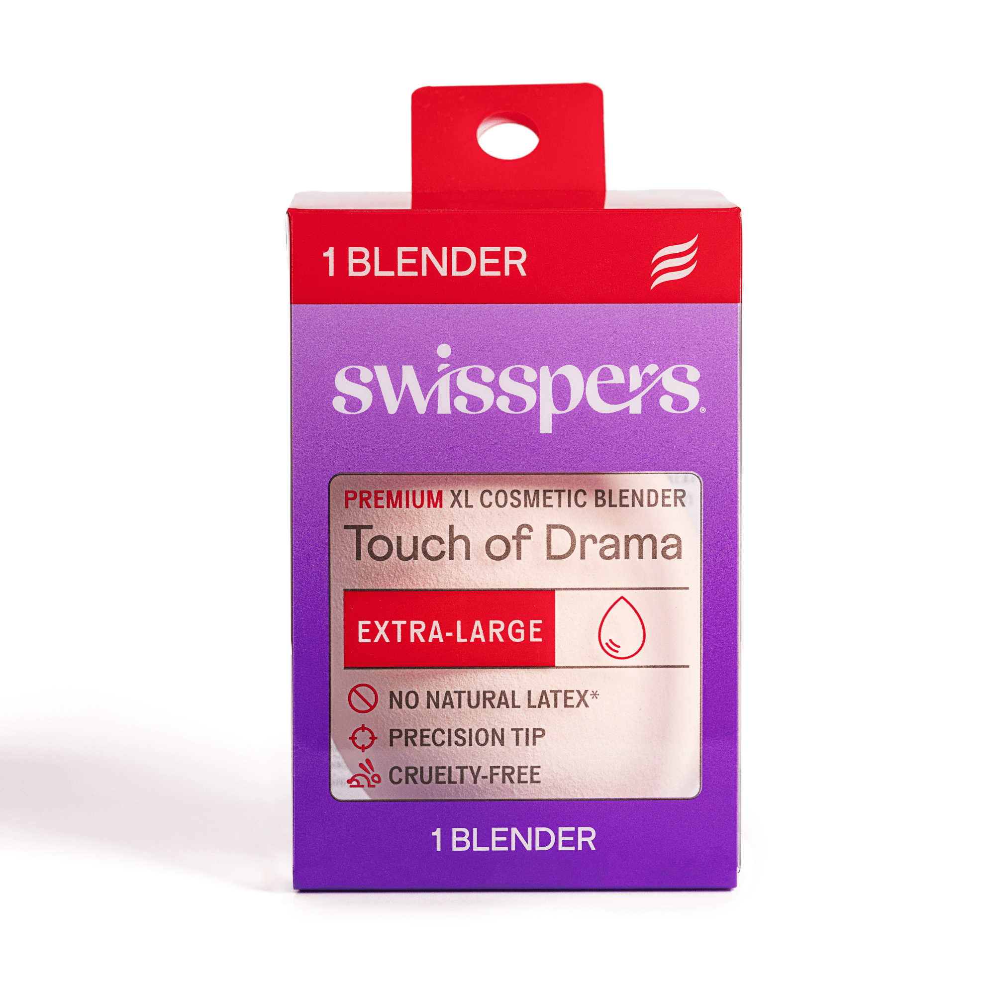 Swisspers Touch of Drama Premium XL Cosmetic Blender, No Natural Latex, Applying & Blending Makeup, Touch-up, Cruelty-Free, Vegan, 1 Count