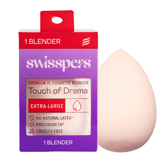 Swisspers Touch of Drama Premium XL Cosmetic Blender, No Natural Latex, Applying & Blending Makeup, Touch-up, Cruelty-Free, Vegan, 1 Count