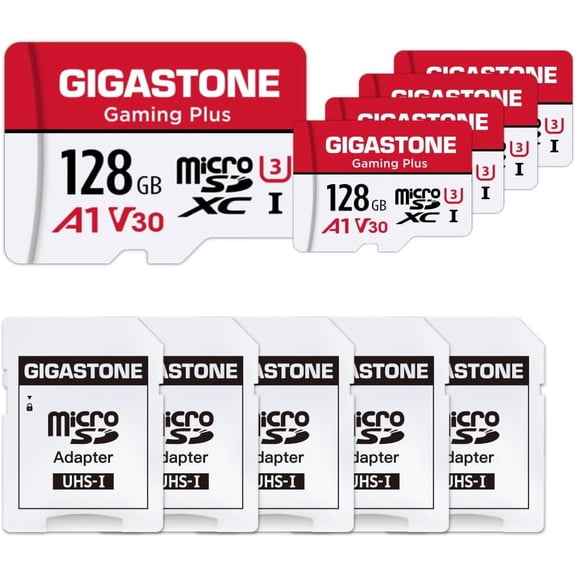 for Switch 1 Only Micro SD Card 128GB 5-Pack, Gaming Plus, MicroSDXC Memory Card for Nintendo-Switch 1, UHS-I U3 A1 Class 10, up to 100MB/s, with MicroSD to SD Adapter