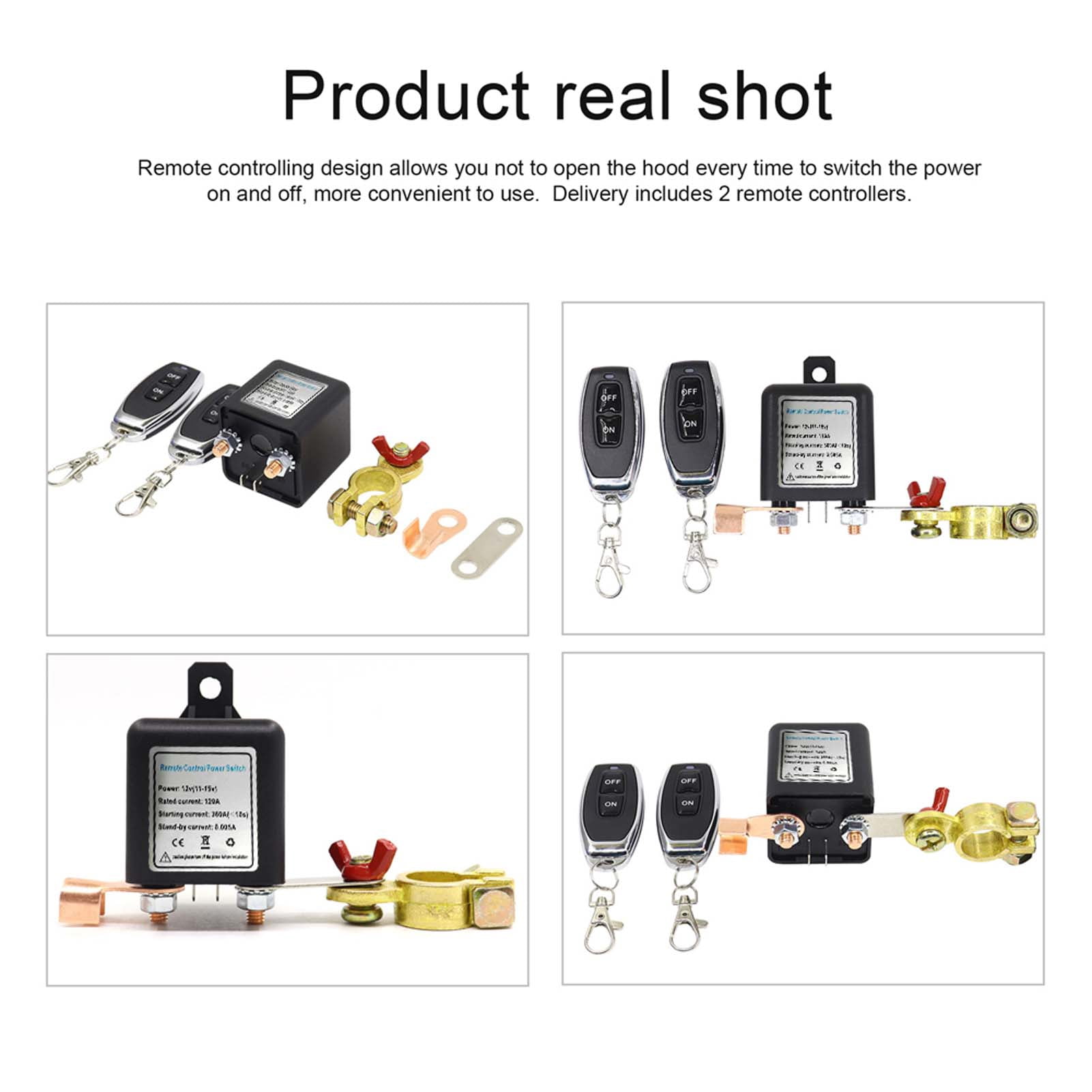 Switch 12 V Car Battery Relay Wireless Remote Battery Disconnect Switch Battery Switch Isolator Power Cut Master Switch With 2 Remote Controllers