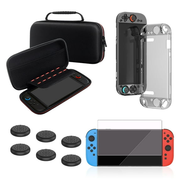 Switch 2 Accessories Bundle Kit for NS Switch 2 (2025), 9 in 1 Switch 2 Accessories Kit with Carrying Case, PC Protective Cover,Screen Protector and 6 Pack Thumb Grip Caps