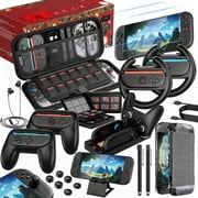 Switch 2 Accessories Bundle Kit for Nintendo Switch 2, 25 in 1 Game Kit Carrying Case,Screen Protector,Protective Cover,Grips,Game Box,Earphone,Charging Dock & More