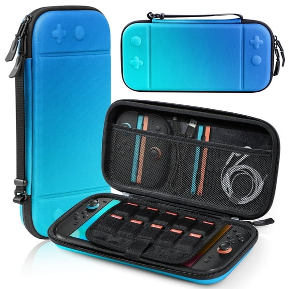 BRHE Switch 2 Carry Case Compatible with Nintendo Switch 2 Console,Large Capacity Switch 2 Travel Case, Nintendo Switch 2 Carrying Case with 10 Game Card Slots for Switch 2 Accessories(Blue)