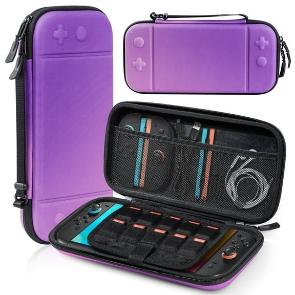 BRHE Switch 2 Carry Case Compatible with Nintendo Switch 2 Console,Large Capacity Switch 2 Travel Case, Nintendo Switch 2 Carrying Case with 10 Game Card Slots for Switch 2 Accessories(Purple)