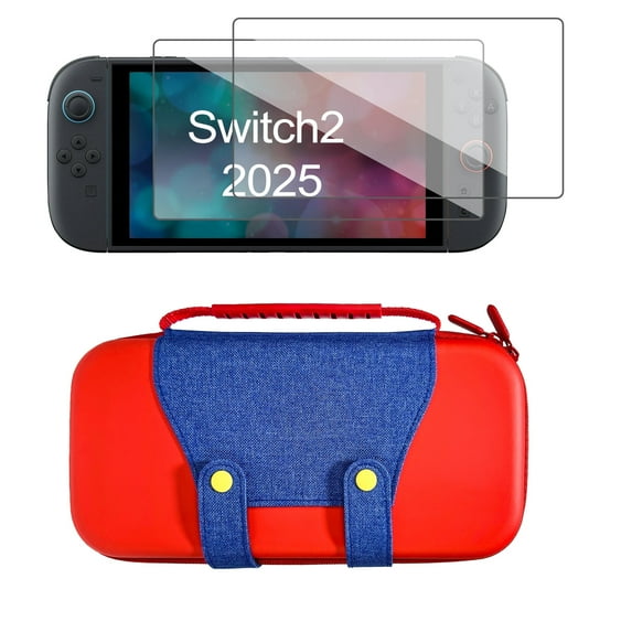 YUOY Carrying Case for Nintendo Switch 2 (2025),Travel Bag for Nintendo Switch 2 Accessories with 2 HD Screen Protectors, Red