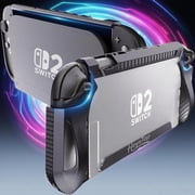 Switch 2 Case for Nintendo Switch 2, Dockable TPU Protective Case with Screen Protector, 6 Thumb Grips and HD Tempered Glass, Shock Absorption and Anti-Scratch