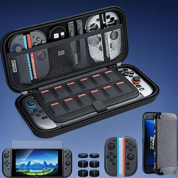 Heystop Switch 2 Case for Nintendo Switch 2, Protective Carrying Case Set with PC Switch 2 Cover and TPU Grip Cover for Switch 2 Joycon, Large Capacity Storage Design for Switch 2 Accessories