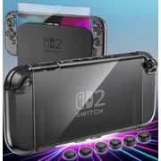 Switch 2 Clear Case Compatible 2025 for Nintendo Switch 2, Dockable PC Protective Cover with 4K HD Screen Protector, Joy-Con Grips and 6 Thumb Grips