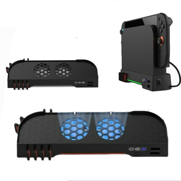 Switch 2 Cooling Fan with Dual Fans, Adjustable 3-Speed Touch Controls, RGB Lighting, 8 Game Card Storage, 2 USB Charging Ports,NS2 Console Cooler & Organizer