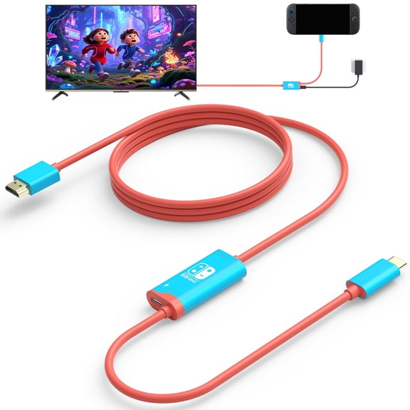 Switch 2 Dock,(Plug-and-Play) 4K@60HZ 6.6 ft,USB C to HDMI Replacement Cable for Nintendo Switch Dock,Portable Travel TV Base Adapter & Travel NS2 Docking
