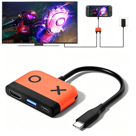 Switch 2 Dock, Portable TV Docking Station for Nintendo Switch 1/2/OLED, 4K@60Hz HDMI, USB 3.0, USB C Charging, Compatible with Steam Deck and More