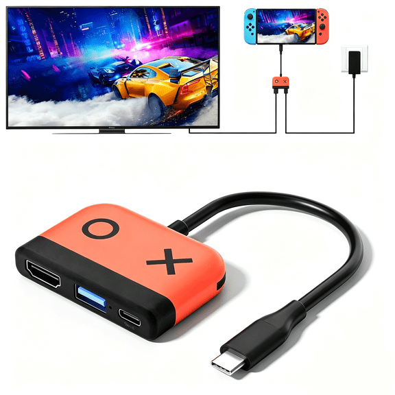 Switch 2 Dock, Portable TV Docking Station for Nintendo Switch 1/2/OLED, 4K@60Hz HDMI, USB 3.0, USB C Charging, Compatible with Steam Deck and More