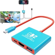 Ankedo Switch 2 Dock, Replacement for Nintendo Switch 2 Dock Support 4K/60HZ TV Mode , Portable Travel Switch 2 Docking Station with HDMI2.0/PD 100W/USB3.0 Port