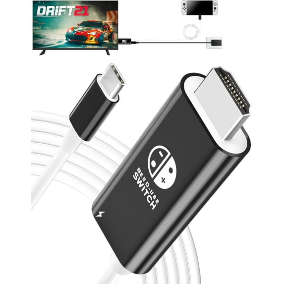 SNADYAH Switch 2 HDMI Cable Dock Base Station,4K 60 Hz 18 Gbps USB C 3.2 to HDMI 2.0 6.6 ft,100 W PD Play While Charging,Portable Travel TV Adapter Cord Compatible with Nintendo Switch 2/2017/OLED