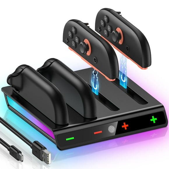 Switch 2 Controller Charger for Nintendo Switch 2 Joy Cons, ESYWEN Switch 2 Accessories, Charging Dock with RGB Light, LED Indicators