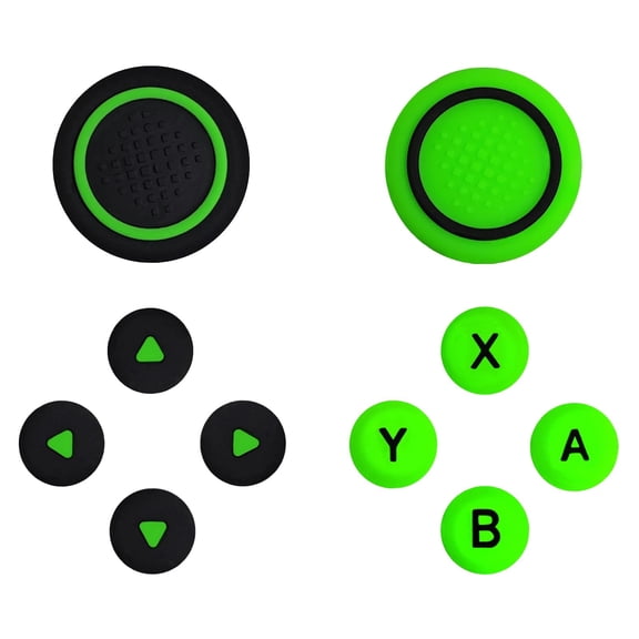 Switch 2 Thumb Grip Caps Cross D-Pad Button Caps Set, Soft Joystick Covers Key Buttons Sticker Accessories Cover Caps Design for Switch 2(Green)