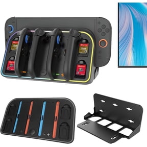 Switch 2 Wall Mount with Charging Dock, RGB Wall Mount Kit Shelf Compatible with NS Switch 2 Joy-Con, Charger Dock Station for Joycon, Charging Indicator, 4 Game Card Slot, USB Cable