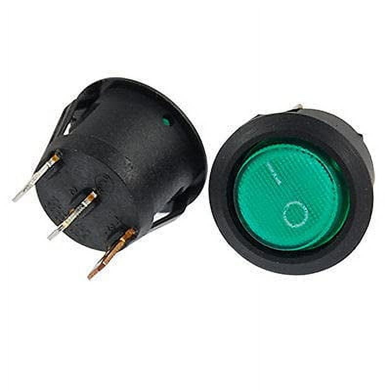 Switch 2pcs SPST On-Off Green Light Illuminated Round Rocer Switch 5A ...