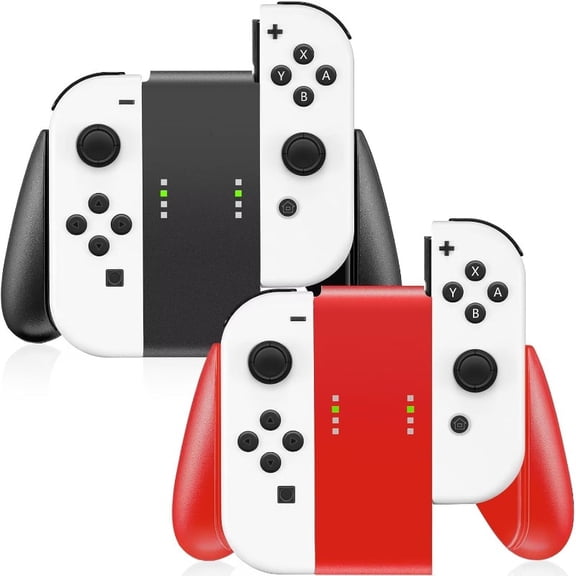Switch Accessory Joy-Con Controller Grip Stand, Compatible with Switch Controllers, Dual Controller Grip Stand Set, Black and Red Color Scheme, 2-pack