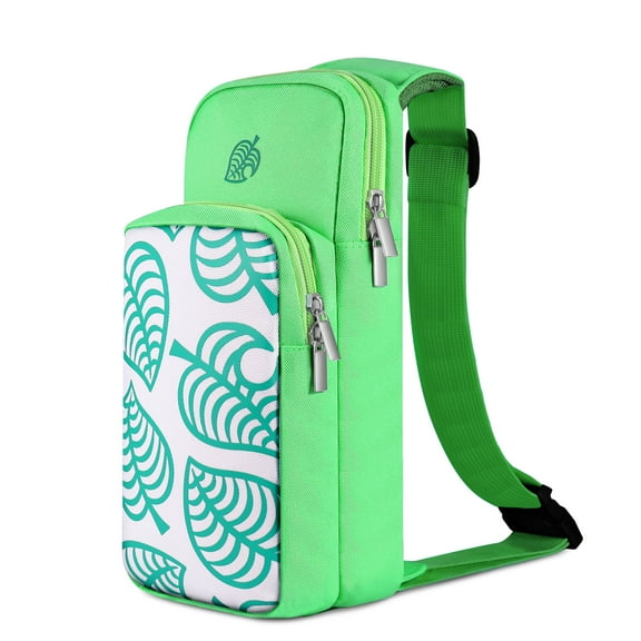 Switch Bag, Travel Bag Compatible with Nintendo Switch & Switch Lite - Shoulder Bag Travel Case Cute Portable Carrying Backpack for Animal Crossing Games Accessories Console & Dock Charger - Green