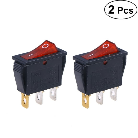 Supvox 2Pcs 220V Rocker Switches Black Splash Resistant Light Push Button