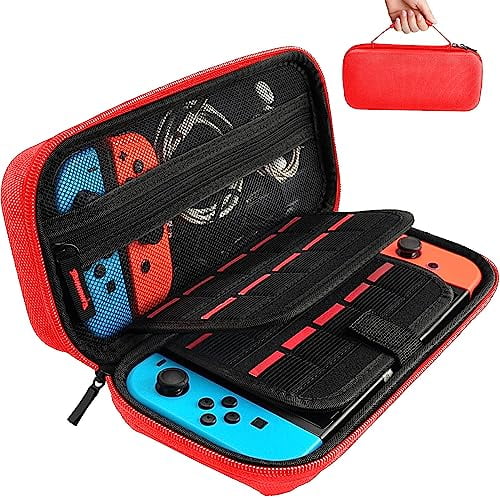 Switch Carrying Case Compatible with Nintendo Switch/Switch OLED,with 20 Games Cartridges Protective Hard Shell Travel Carrying Case Pouch for Console & Accessories