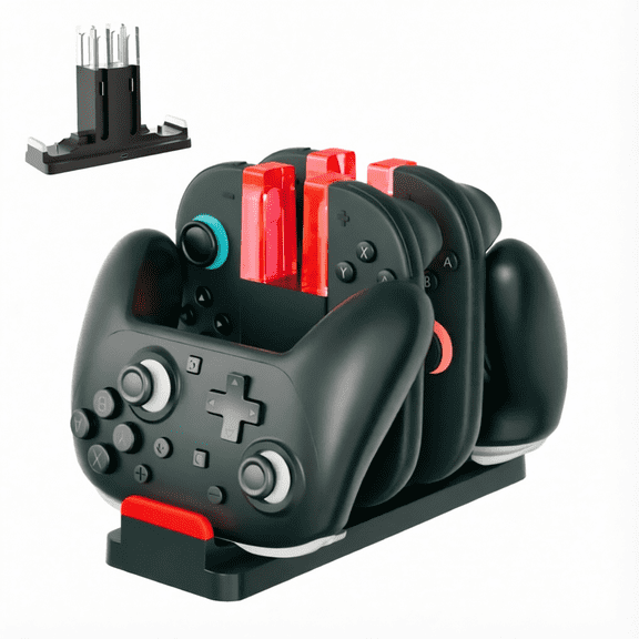 For Switch Controller Charging Dock Compatible with Switch Joy Con Switch Pro Controller Six In One Multi Charger Station LED Indicator Left Right Universal Charging Holder
