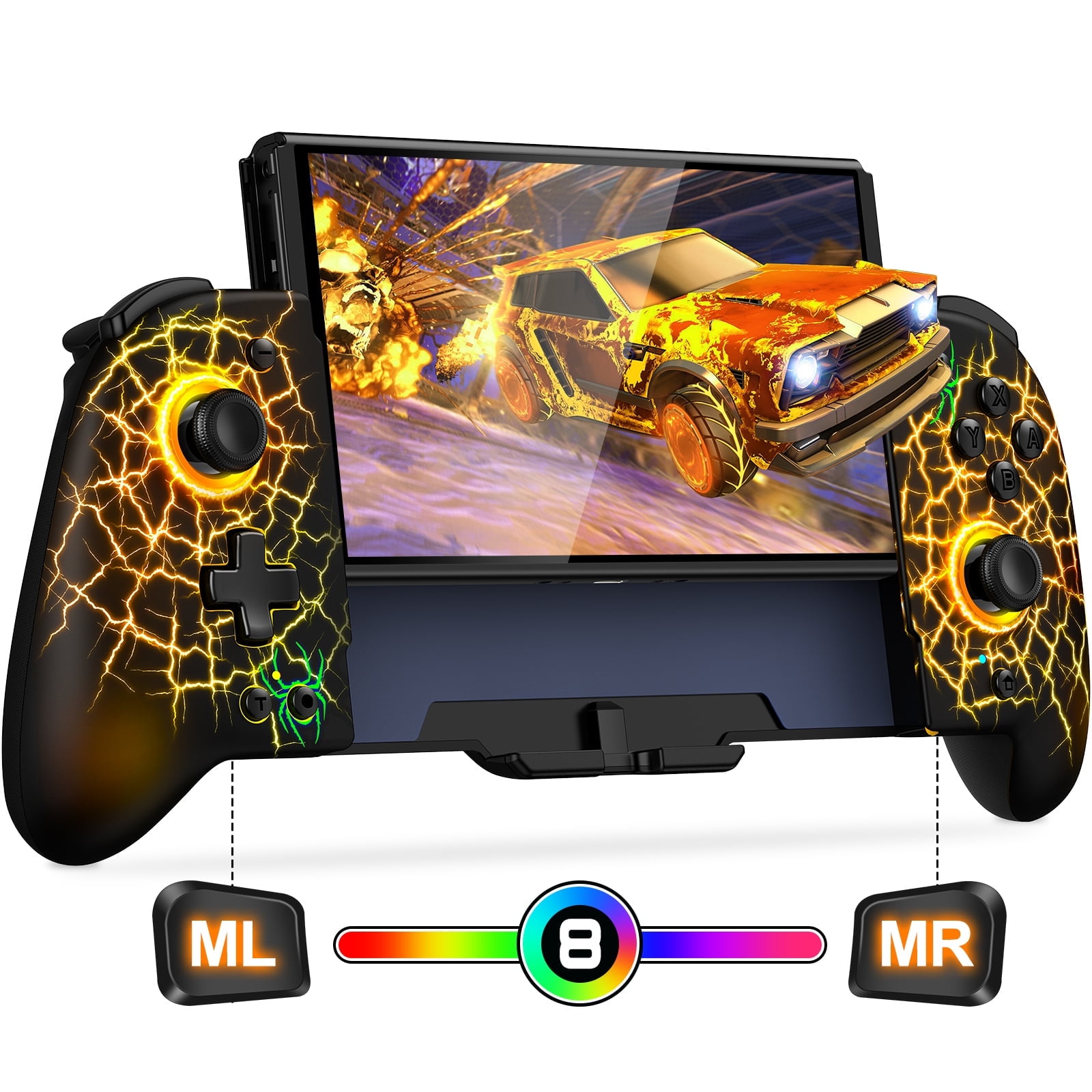 Switch Controller, QQV One-Piece Joypad Controller Replacement for Switch/Switch OLED with Adjustable TURBO,RGB