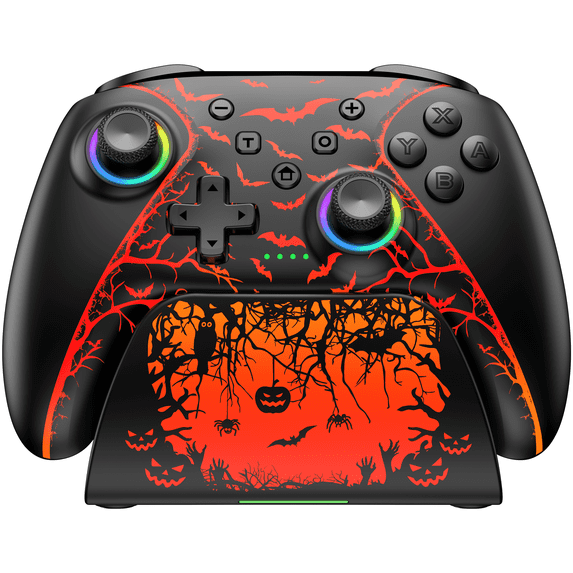 EUROA Switch 2 Pro Controller for Nintendo Switch 2/Switch/ OLED/Lite with Charging Dock, Turbo&Vibration, Pumpkin Glow