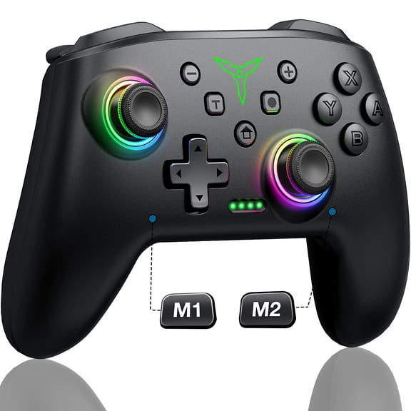 Switch Controller for Nintendo Switch/Lite/OLED, Wireless Switch Pro Controller Compatible with PC/Android/iOS, Adjustable LED Switch Remote with App & Programmable