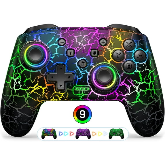 Switch Controller for Nintendo Switch/Lite/OLED, Wotoroto Switch Pro Controller Compatible with Android/IOS/PC, with RGB, Programmable, Wakeup, Turbo, Vibration