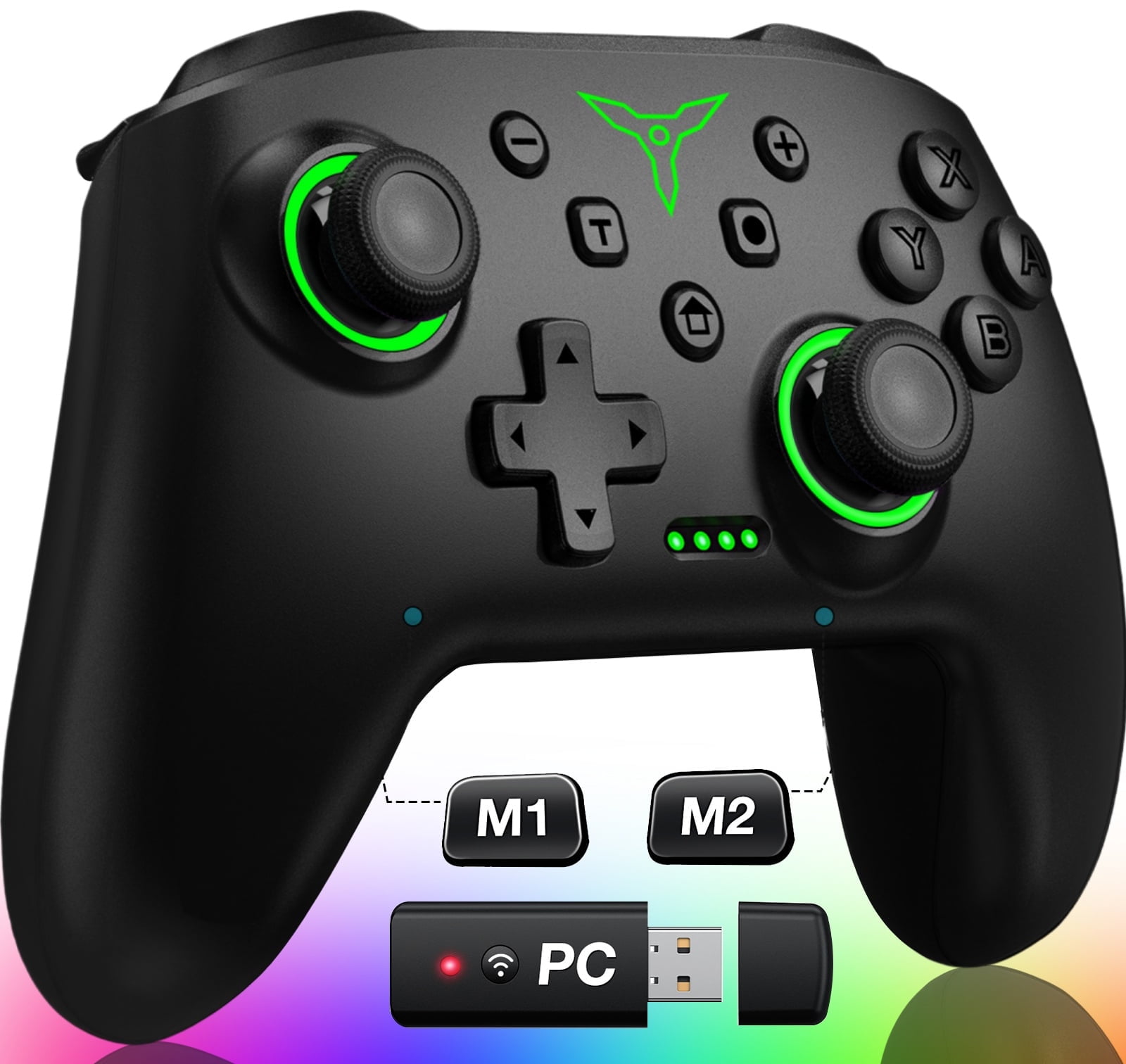 QQV Wireless Switch Pro Controller with RGB Lighting for Nintendo