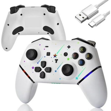 Switch Controller,Wireless Pro Controller with 1000mAh Battery/9 Colors RGB Light/Programmable/Dual Vibration/Gyro Sensor/Turbo/Wake-up Function,Game Controller for Switch/Lite/OLED/PC