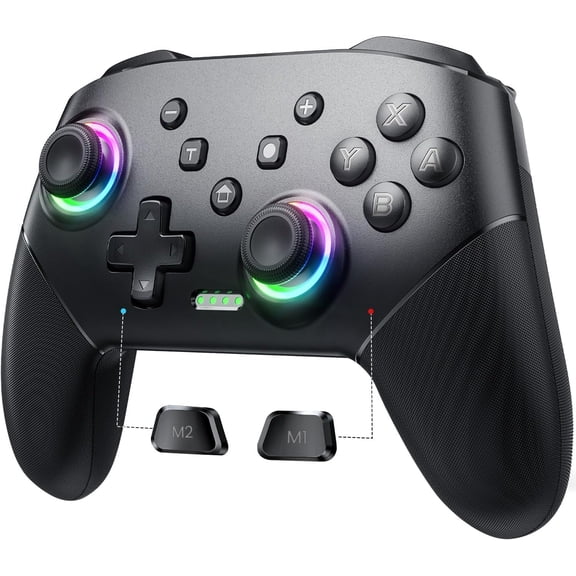 Switch Controller Wireless Pro Controllers Compatible with Switch/Lite/OLED/PC One-Key Pairing Gamepad with 9-Color RGB LEDs 1000mAh Battery 6-Axis Motion Wake Up Function