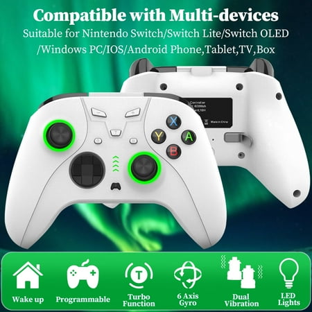 YUOY Wireless Pro Controller for Nintendo Switch/Switch Lite/OLED | PC, iOS, Android | Turbo, Programmable Buttons, Motion Control, Dual Vibration