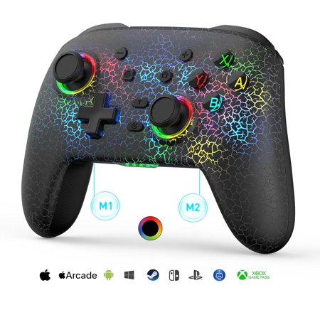 Switch Controller, Wireless Switch Pro Controller for Nintendo Switch/Lite/OLED /PC/IOS/Android,Black Crack