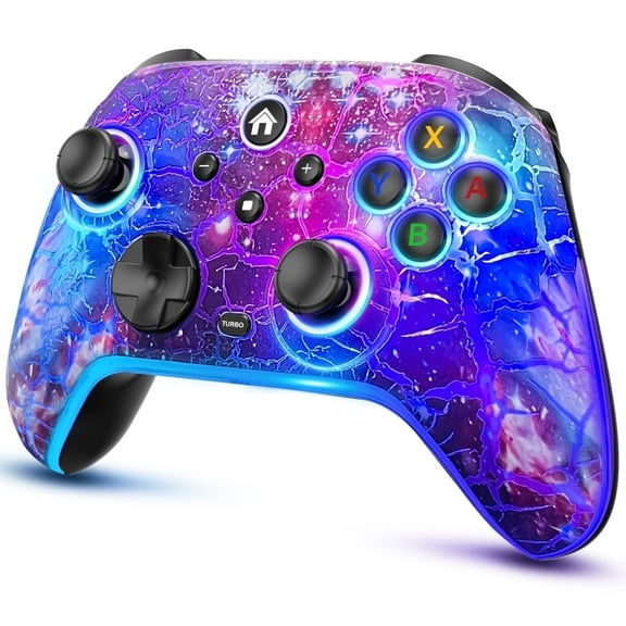 Switch Controller for Nintendo Switch/OLED/Lite,ZRZLMVP Wireless Switch Pro Remote for PC/IOS/Android with Turbo Function,1200mAh，Starry Sky purple