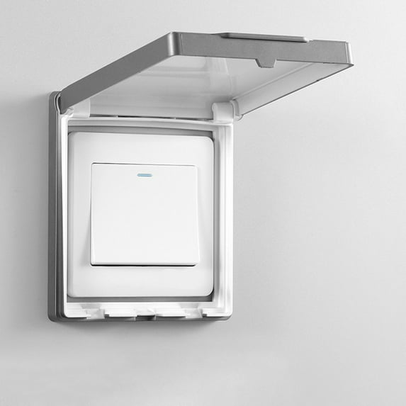 Switch Cover Socket Cover 86 Type Ultra-Thin Waterproof Socket Protection Cover Gray Smile Home