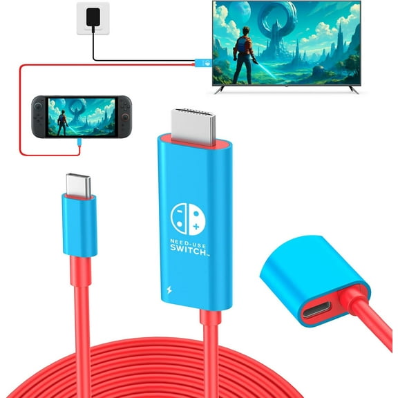 Switch Dock for Nintendo Switch & OLED, 6FT USB C to HDMI Adapter Cable, Type C 100W Charging, 4K Switch Dock Station for iPhone 15 16, Samsung Galaxy, TV Projection Screen