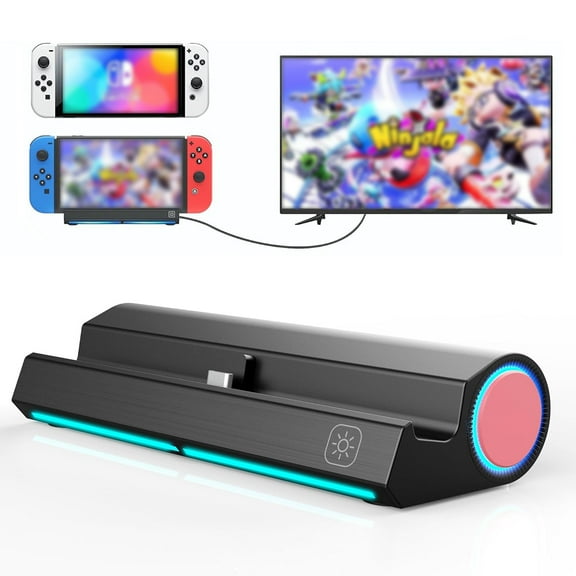 Switch Dock for Nintendo Switch/OLED,Portable Switch Docking Station for TV with 4K HDMI Adapter/Type C Port/USB Port/1000Mbp Network Port, Switch Travel Charging Dock for Nintendo Switch Accessories