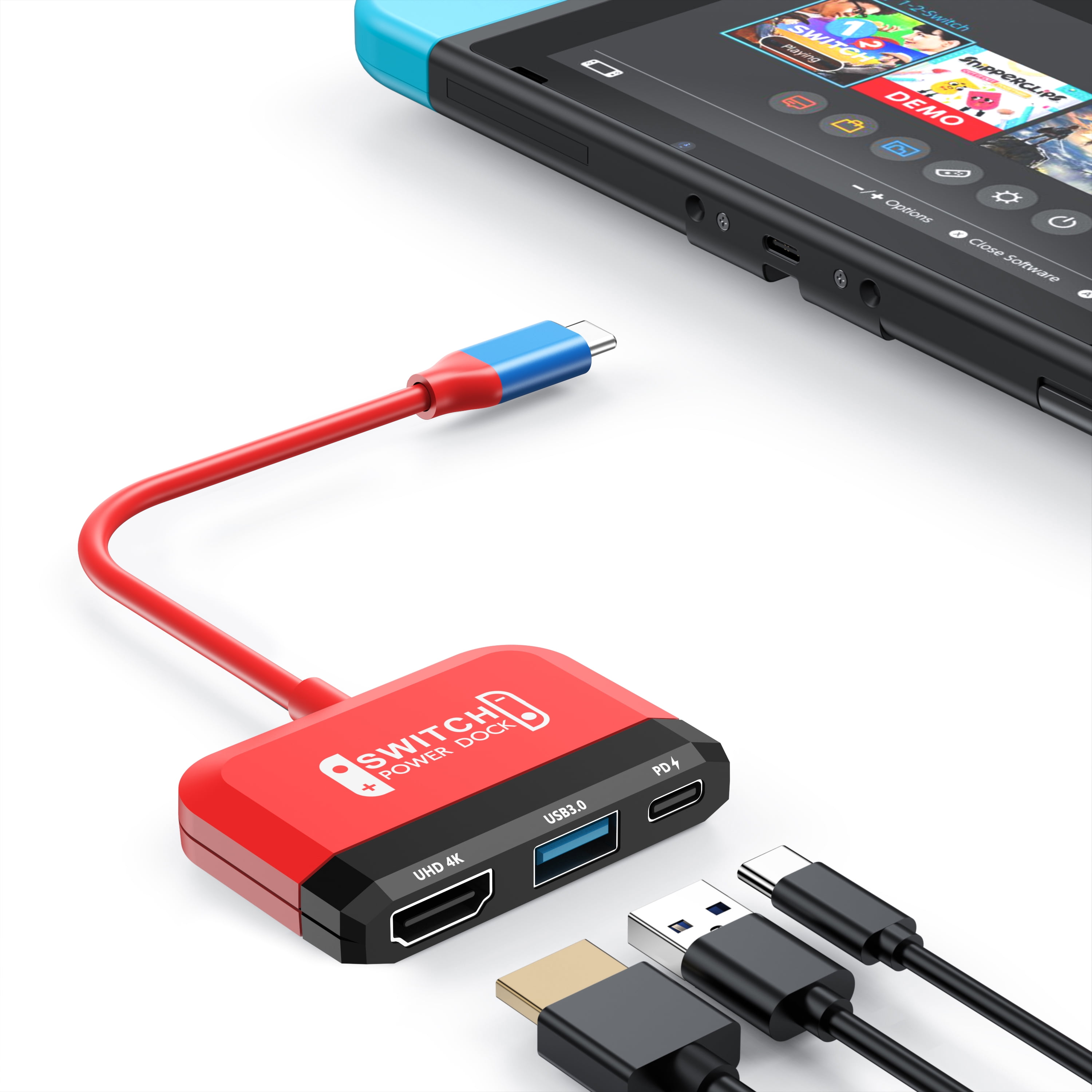 Switch Dock for Nintendo Switch/OLED Switch,3-in-1 Mini Switch TV Dock with 4K HDMI USB 3.0 Port USB C PD 100W Charging,Travel Portable Dock for Switch